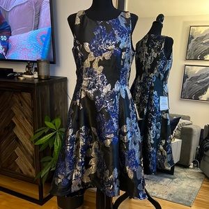 Adrianna Papell Dress - Black, Blue, Silver - Size 10